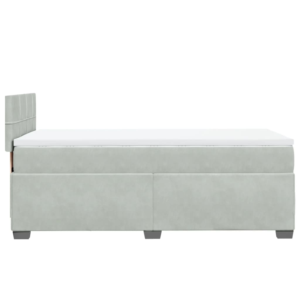 Boxspring met matras fluweel lichtgrijs 90x200 cm is nu te koop bij PeponiXL, paradijselijk wonen!