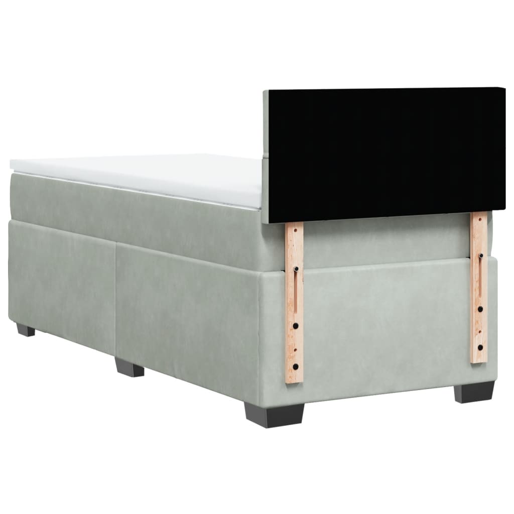Boxspring met matras fluweel lichtgrijs 90x200 cm is nu te koop bij PeponiXL, paradijselijk wonen!