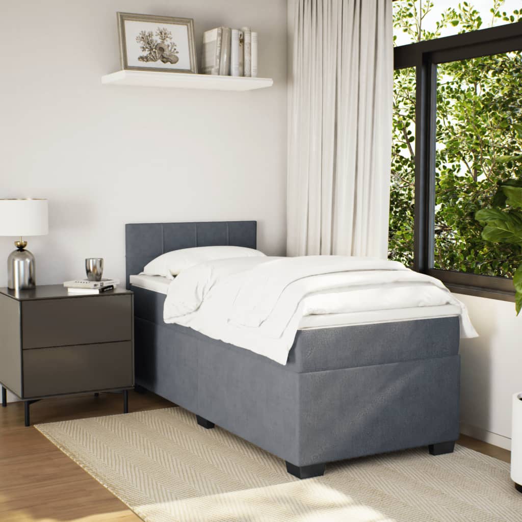 Boxspring met matras fluweel donkergrijs 90x200 cm is nu te koop bij PeponiXL, paradijselijk wonen!