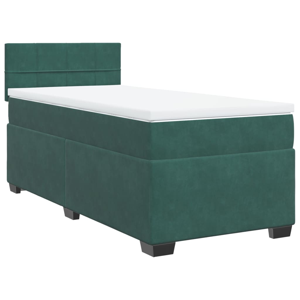 Boxspring met matras fluweel donkergroen 90x200 cm is nu te koop bij PeponiXL, paradijselijk wonen!