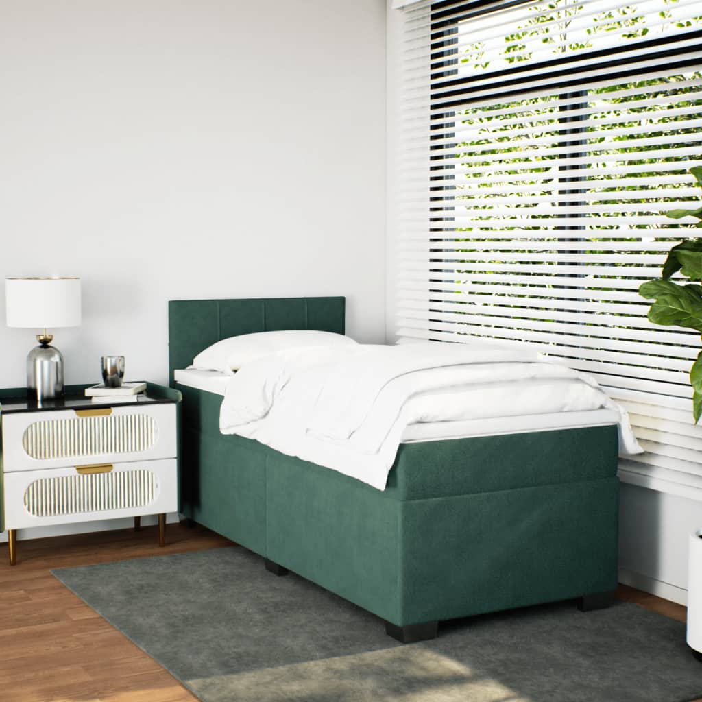 Boxspring met matras fluweel donkergroen 90x200 cm is nu te koop bij PeponiXL, paradijselijk wonen!