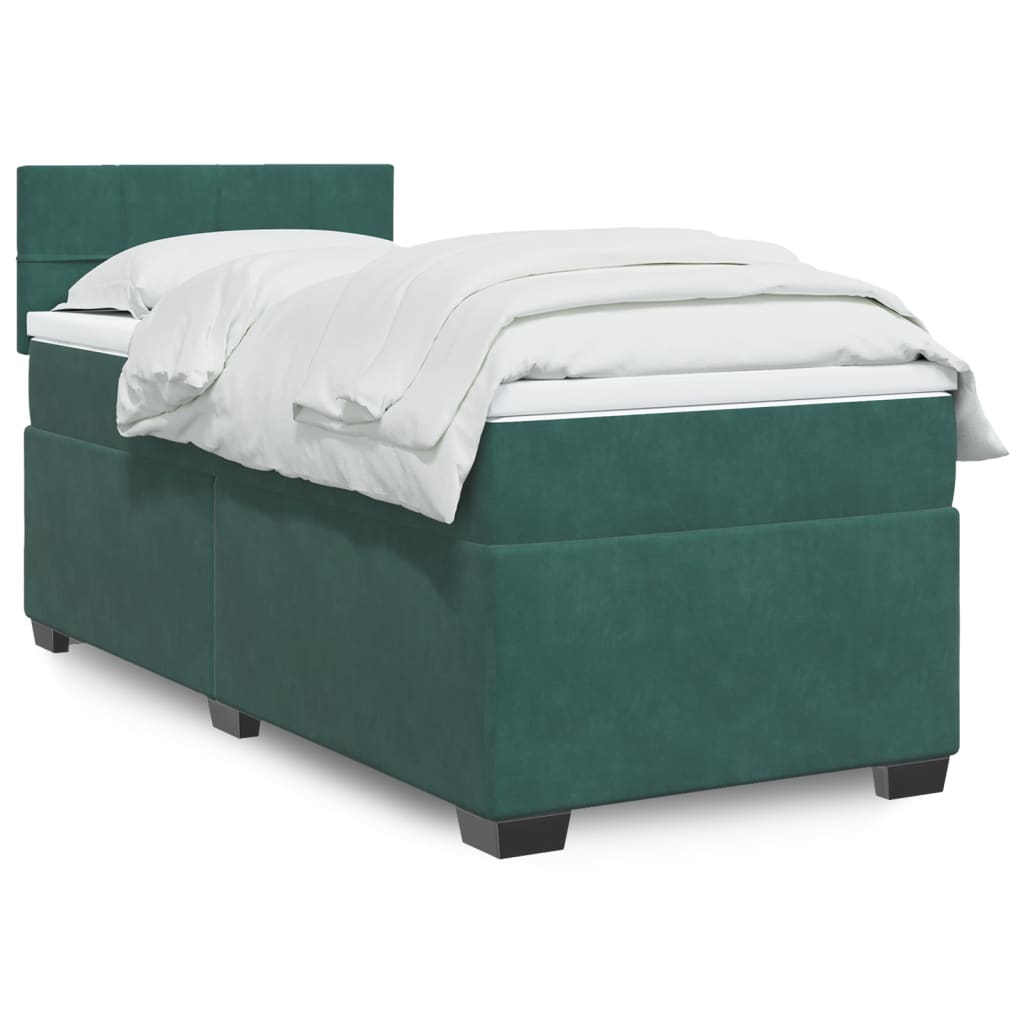 Boxspring met matras fluweel donkergroen 90x200 cm is nu te koop bij PeponiXL, paradijselijk wonen!