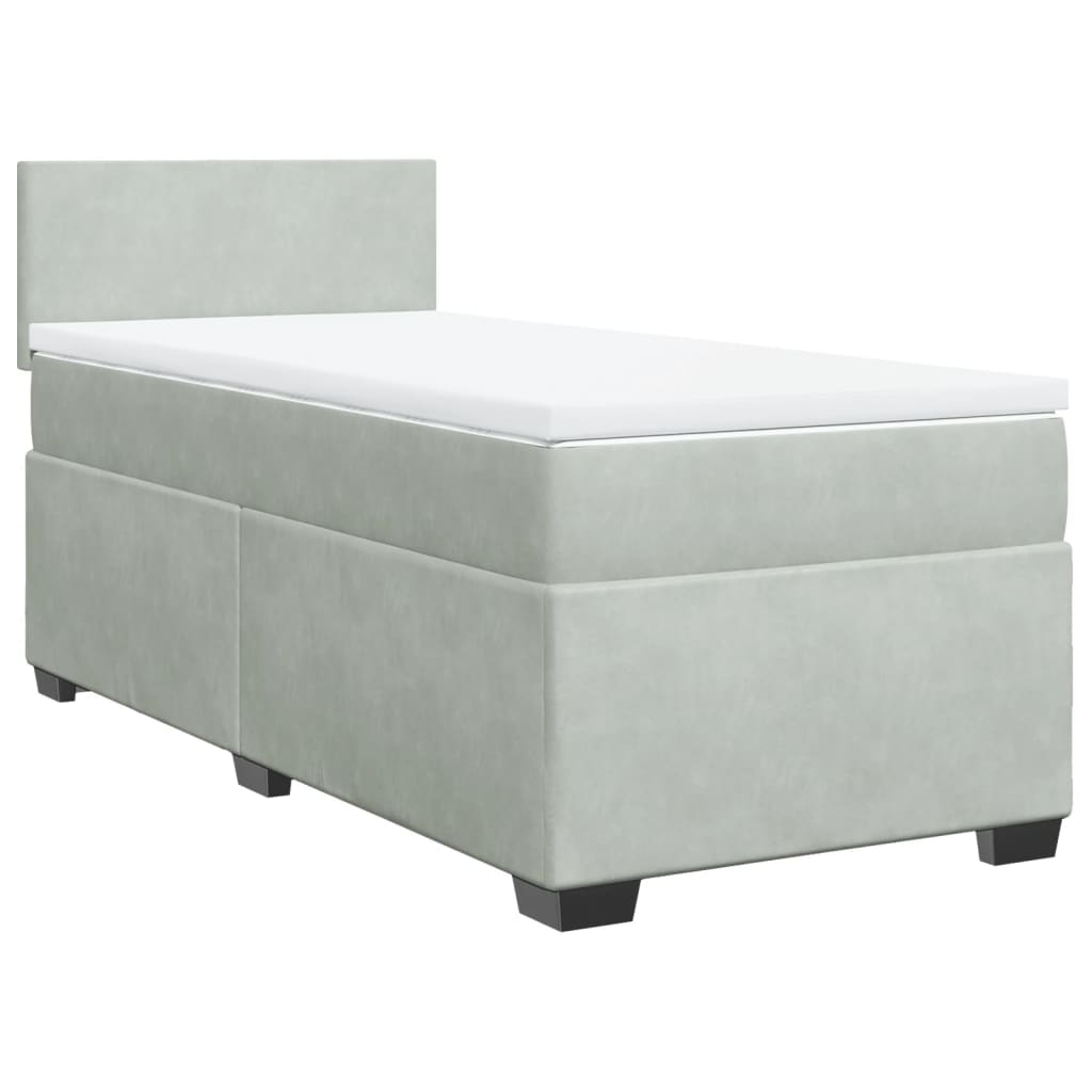 Boxspring met matras fluweel lichtgrijs 100x200 cm is nu te koop bij PeponiXL, paradijselijk wonen!