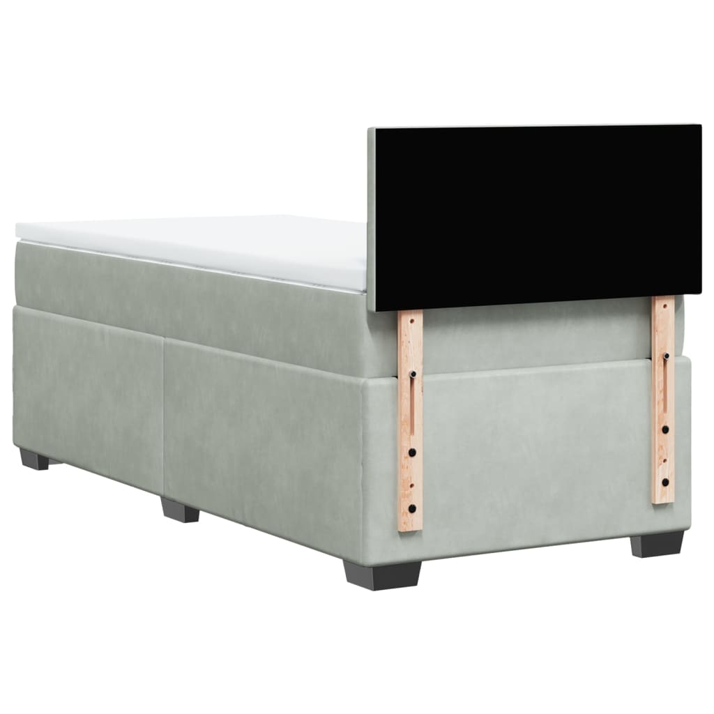 Boxspring met matras fluweel lichtgrijs 100x200 cm is nu te koop bij PeponiXL, paradijselijk wonen!