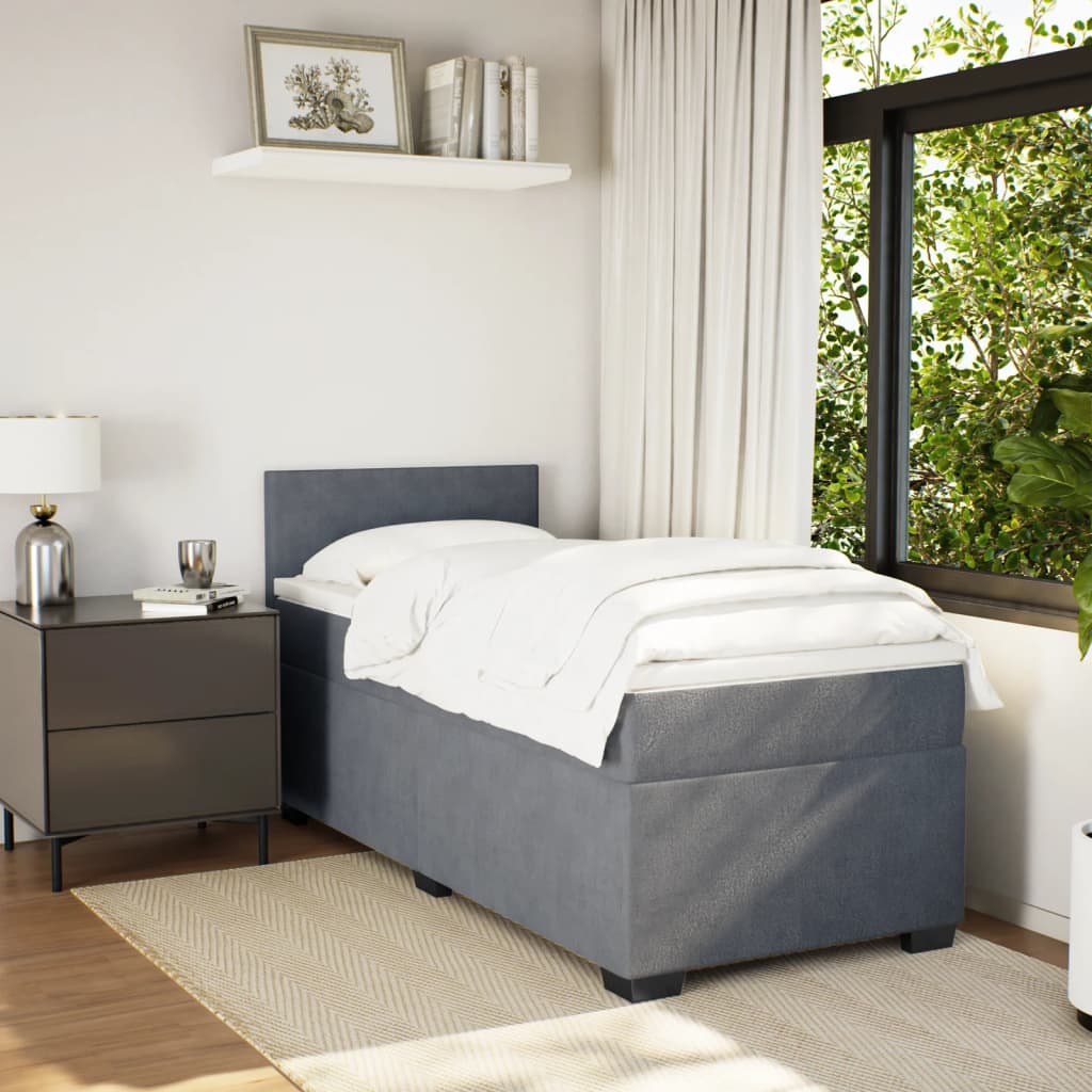 Boxspring met matras fluweel donkergrijs 100x200 cm is nu te koop bij PeponiXL, paradijselijk wonen!