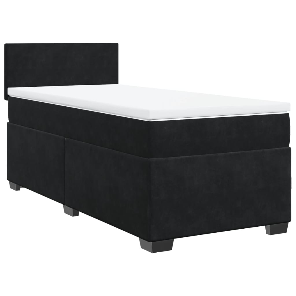 Boxspring met matras fluweel zwart 100x200 cm is nu te koop bij PeponiXL, paradijselijk wonen!