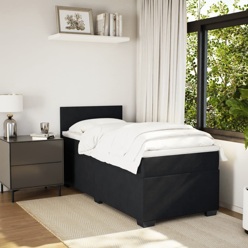 Boxspring met matras fluweel zwart 100x200 cm is nu te koop bij PeponiXL, paradijselijk wonen!