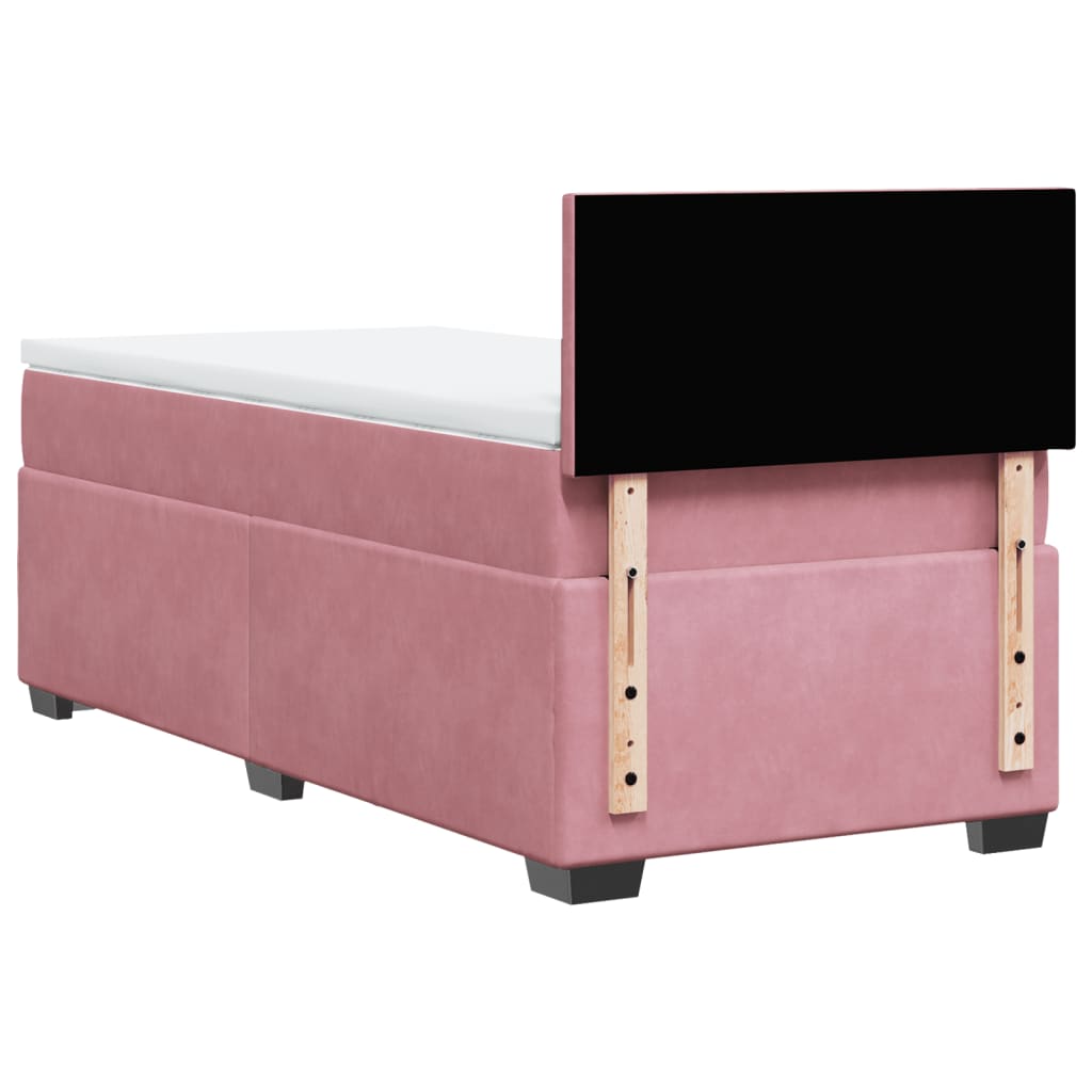 Boxspring met matras fluweel roze 100x200 cm is nu te koop bij PeponiXL, paradijselijk wonen!