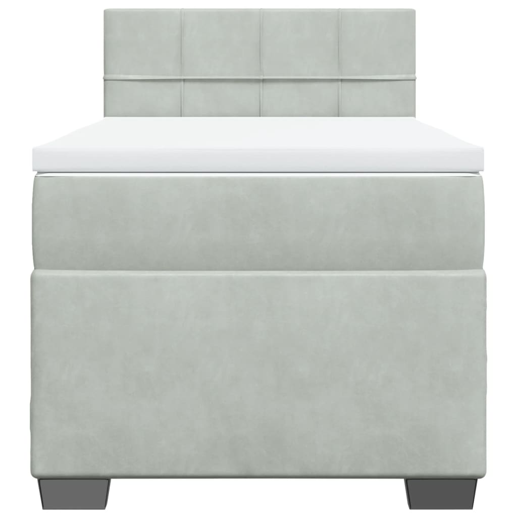 Boxspring met matras fluweel lichtgrijs 100x200 cm is nu te koop bij PeponiXL, paradijselijk wonen!