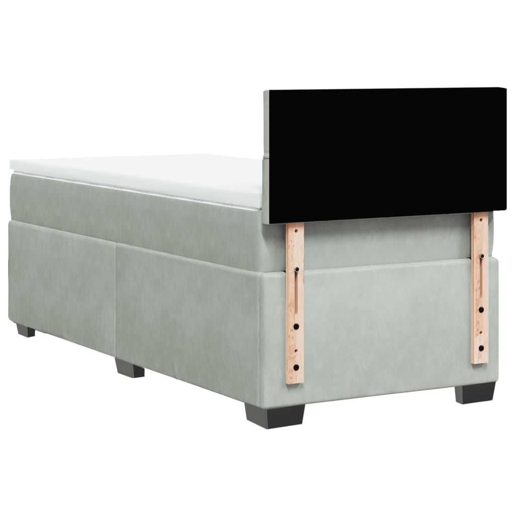 Boxspring met matras fluweel lichtgrijs 100x200 cm is nu te koop bij PeponiXL, paradijselijk wonen!