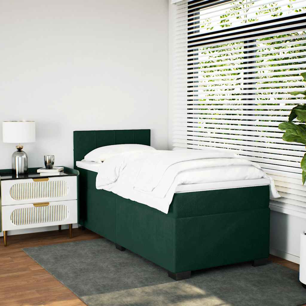 Boxspring met matras fluweel donkergroen 100x200 cm is nu te koop bij PeponiXL, paradijselijk wonen!