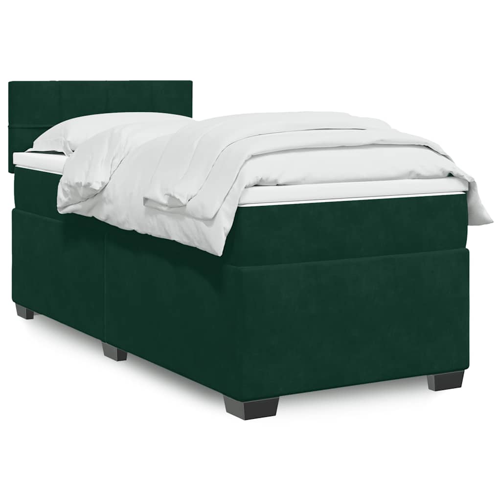 Boxspring met matras fluweel donkergroen 100x200 cm is nu te koop bij PeponiXL, paradijselijk wonen!