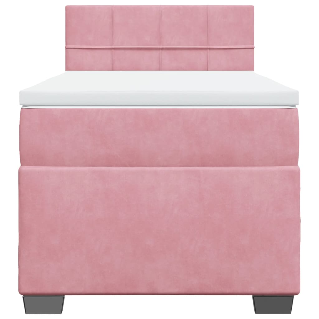 Boxspring met matras fluweel roze 100x200 cm is nu te koop bij PeponiXL, paradijselijk wonen!