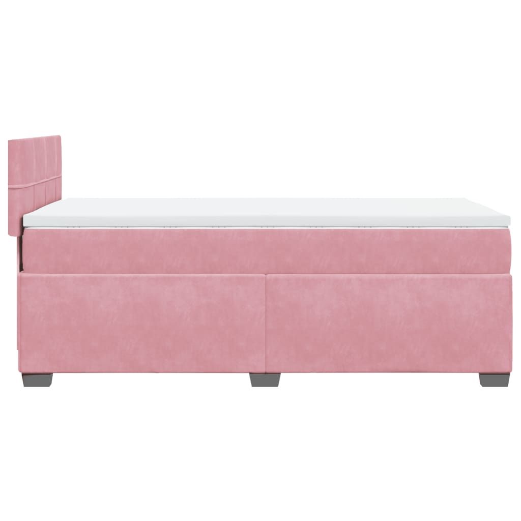 Boxspring met matras fluweel roze 100x200 cm is nu te koop bij PeponiXL, paradijselijk wonen!