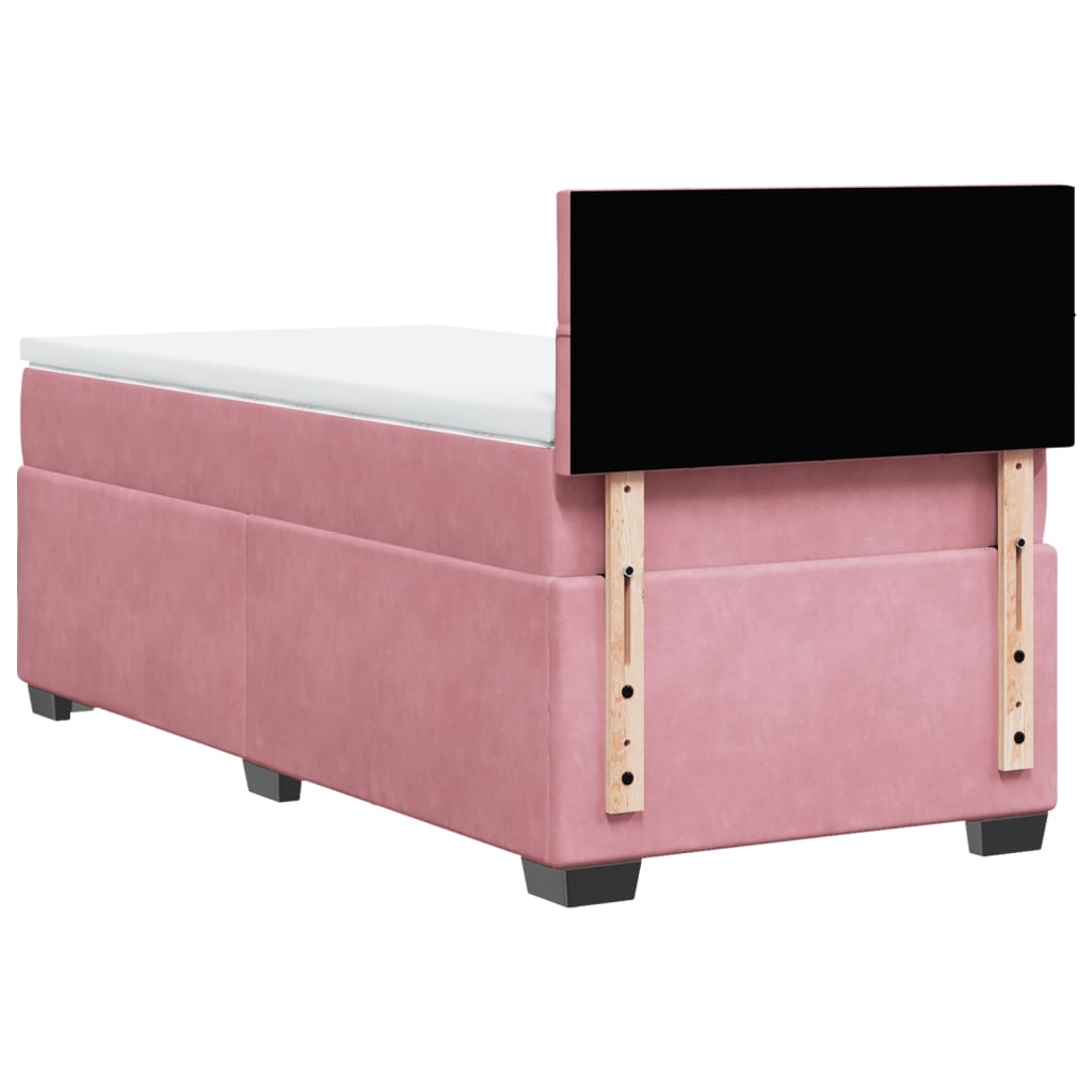 Boxspring met matras fluweel roze 100x200 cm is nu te koop bij PeponiXL, paradijselijk wonen!