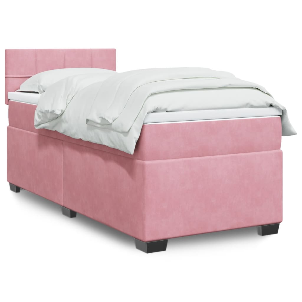 Boxspring met matras fluweel roze 100x200 cm is nu te koop bij PeponiXL, paradijselijk wonen!