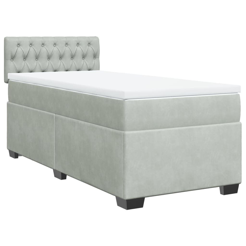 Boxspring met matras fluweel lichtgrijs 100x200 cm is nu te koop bij PeponiXL, paradijselijk wonen!