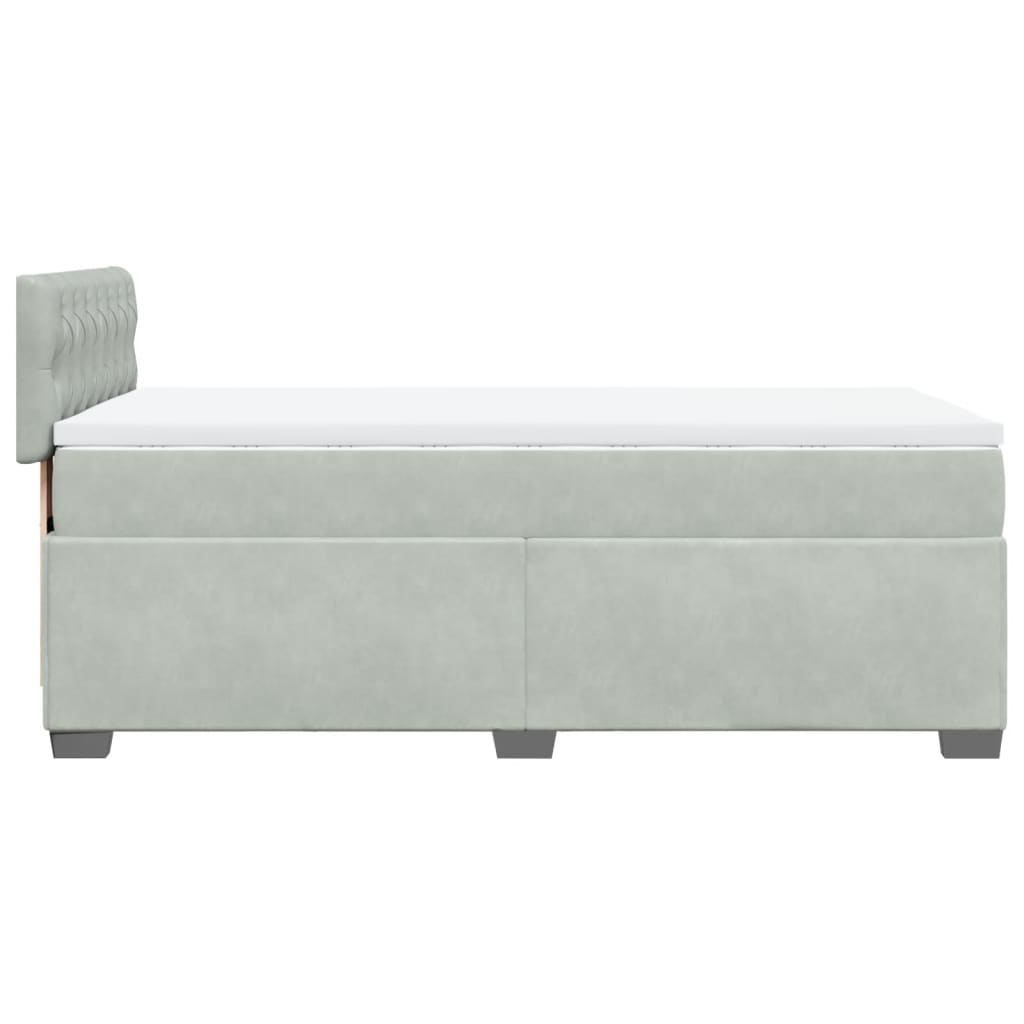 Boxspring met matras fluweel lichtgrijs 100x200 cm is nu te koop bij PeponiXL, paradijselijk wonen!