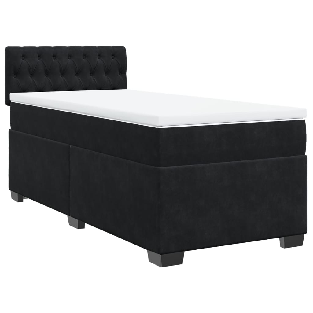 Boxspring met matras fluweel zwart 100x200 cm is nu te koop bij PeponiXL, paradijselijk wonen!