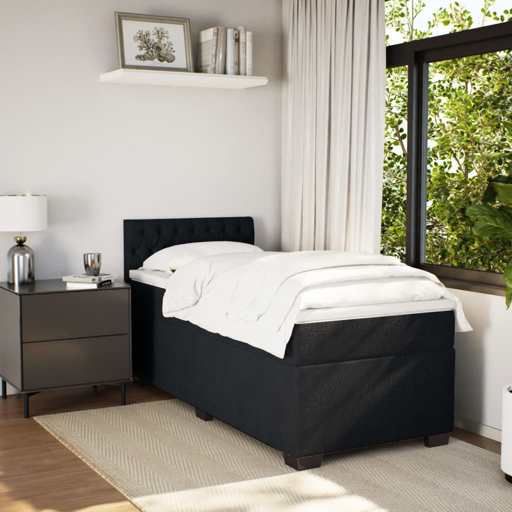 Boxspring met matras fluweel zwart 100x200 cm is nu te koop bij PeponiXL, paradijselijk wonen!