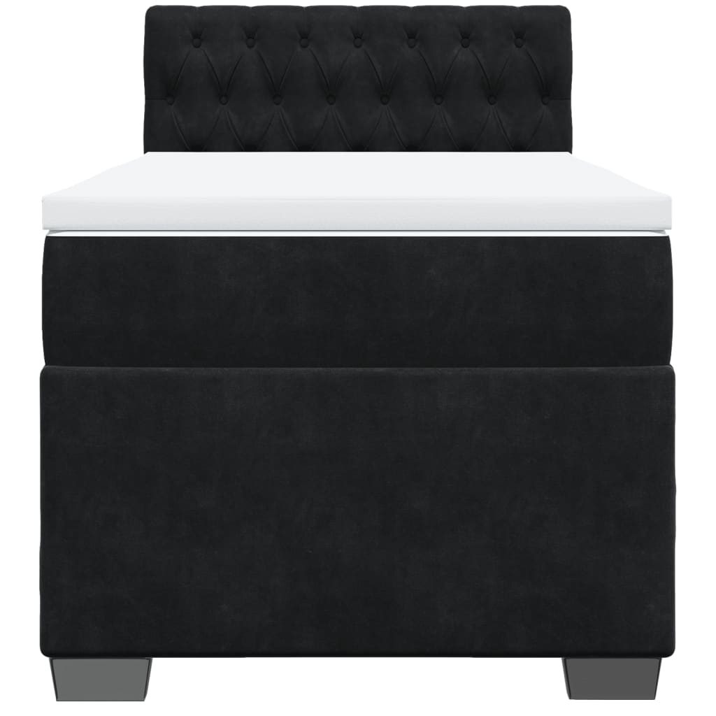 Boxspring met matras fluweel zwart 100x200 cm is nu te koop bij PeponiXL, paradijselijk wonen!