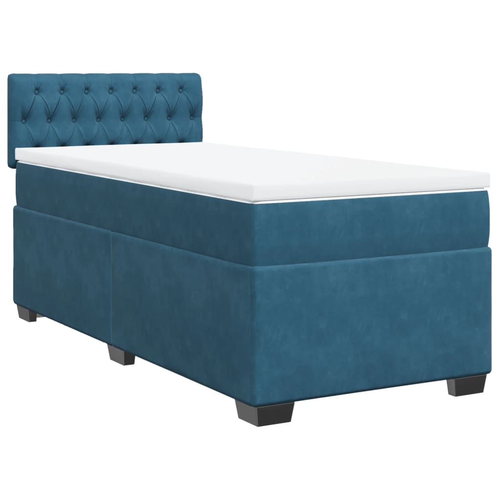 Boxspring met matras fluweel donkerblauw 100x200 cm is nu te koop bij PeponiXL, paradijselijk wonen!