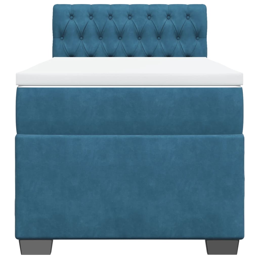 Boxspring met matras fluweel donkerblauw 100x200 cm is nu te koop bij PeponiXL, paradijselijk wonen!