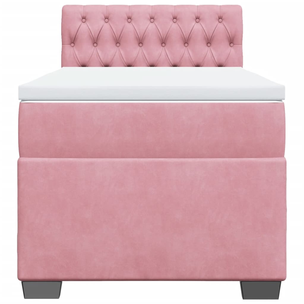 Boxspring met matras fluweel roze 100x200 cm is nu te koop bij PeponiXL, paradijselijk wonen!