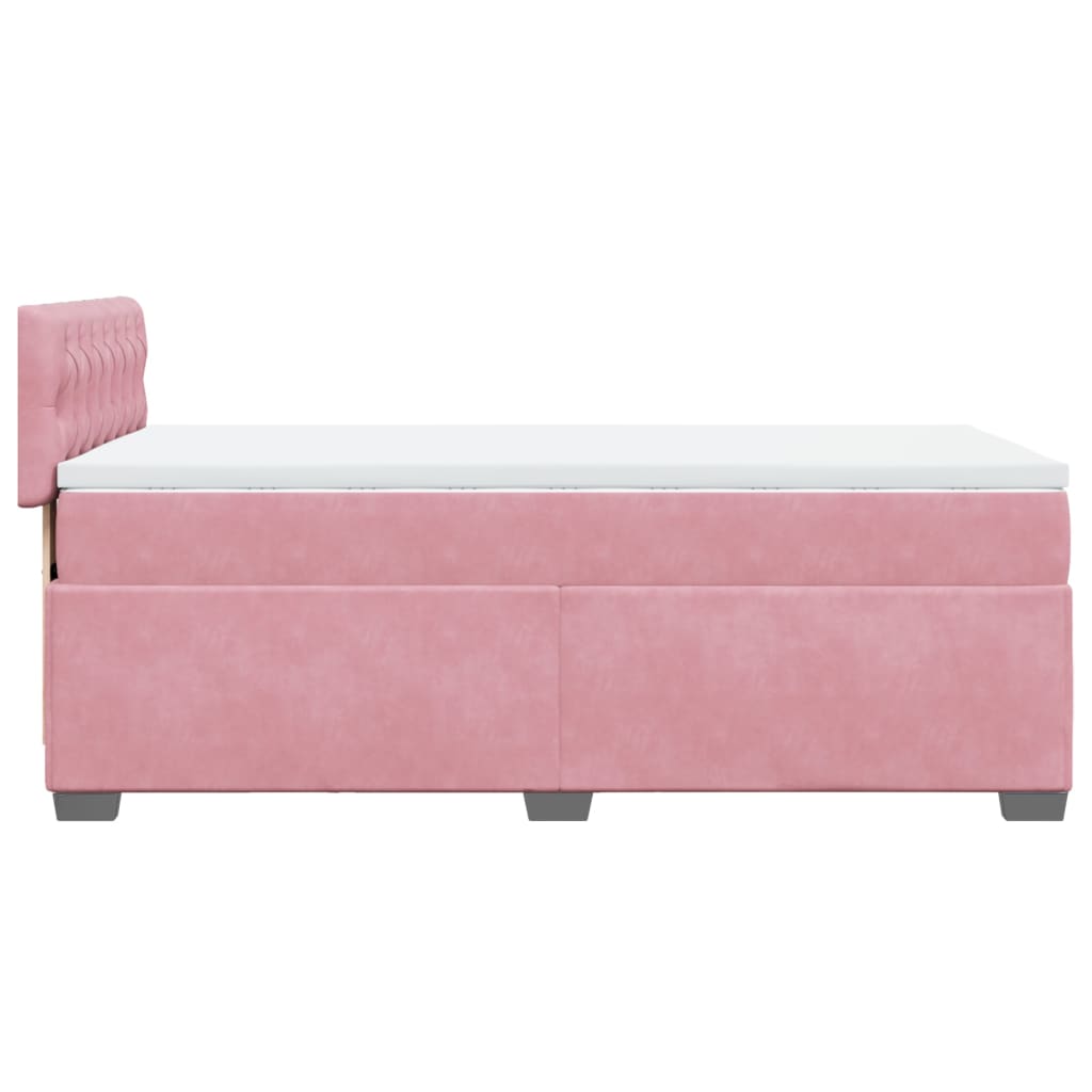 Boxspring met matras fluweel roze 100x200 cm is nu te koop bij PeponiXL, paradijselijk wonen!
