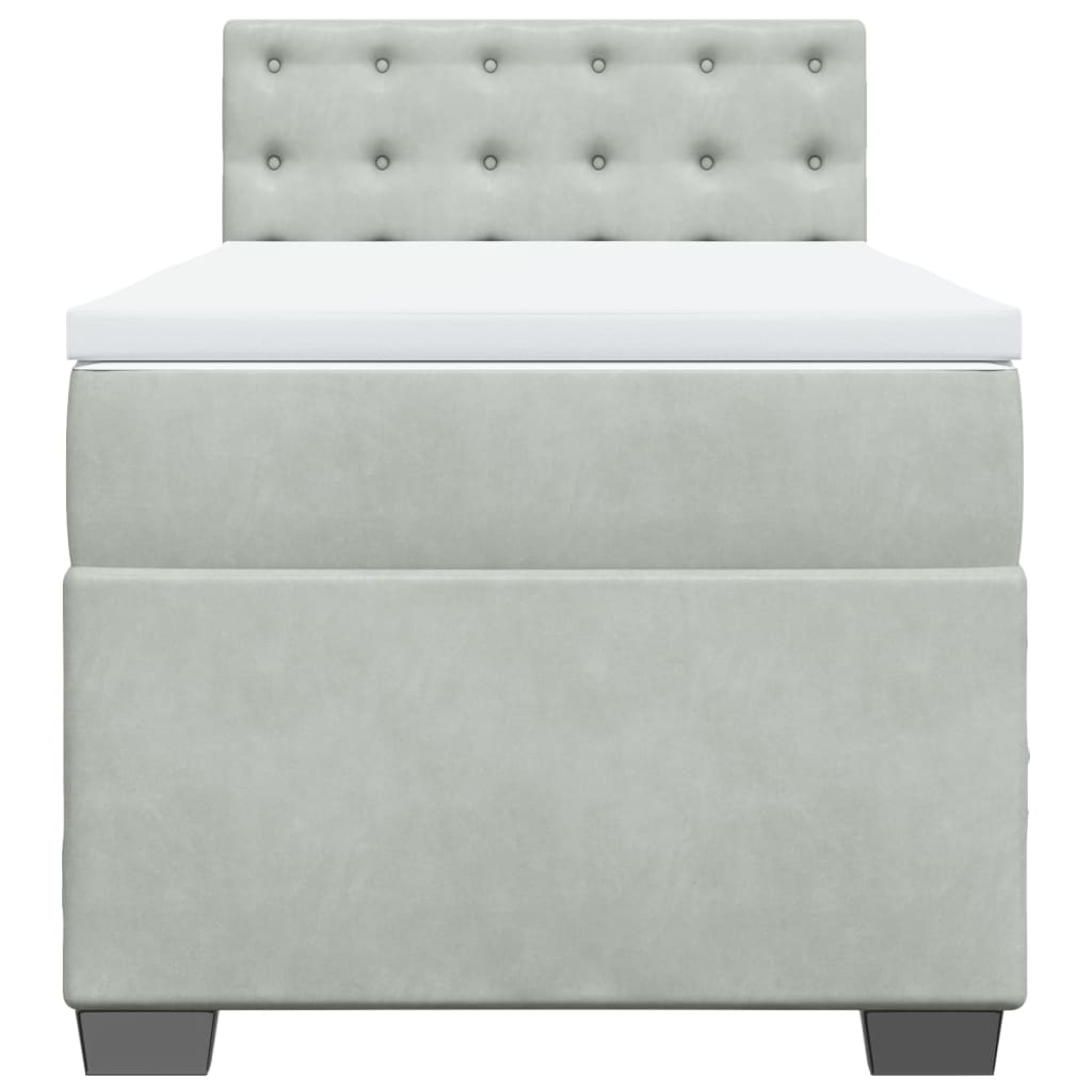 Boxspring met matras fluweel lichtgrijs 100x200 cm is nu te koop bij PeponiXL, paradijselijk wonen!