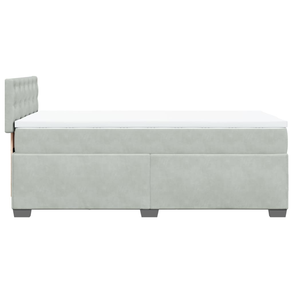 Boxspring met matras fluweel lichtgrijs 100x200 cm is nu te koop bij PeponiXL, paradijselijk wonen!