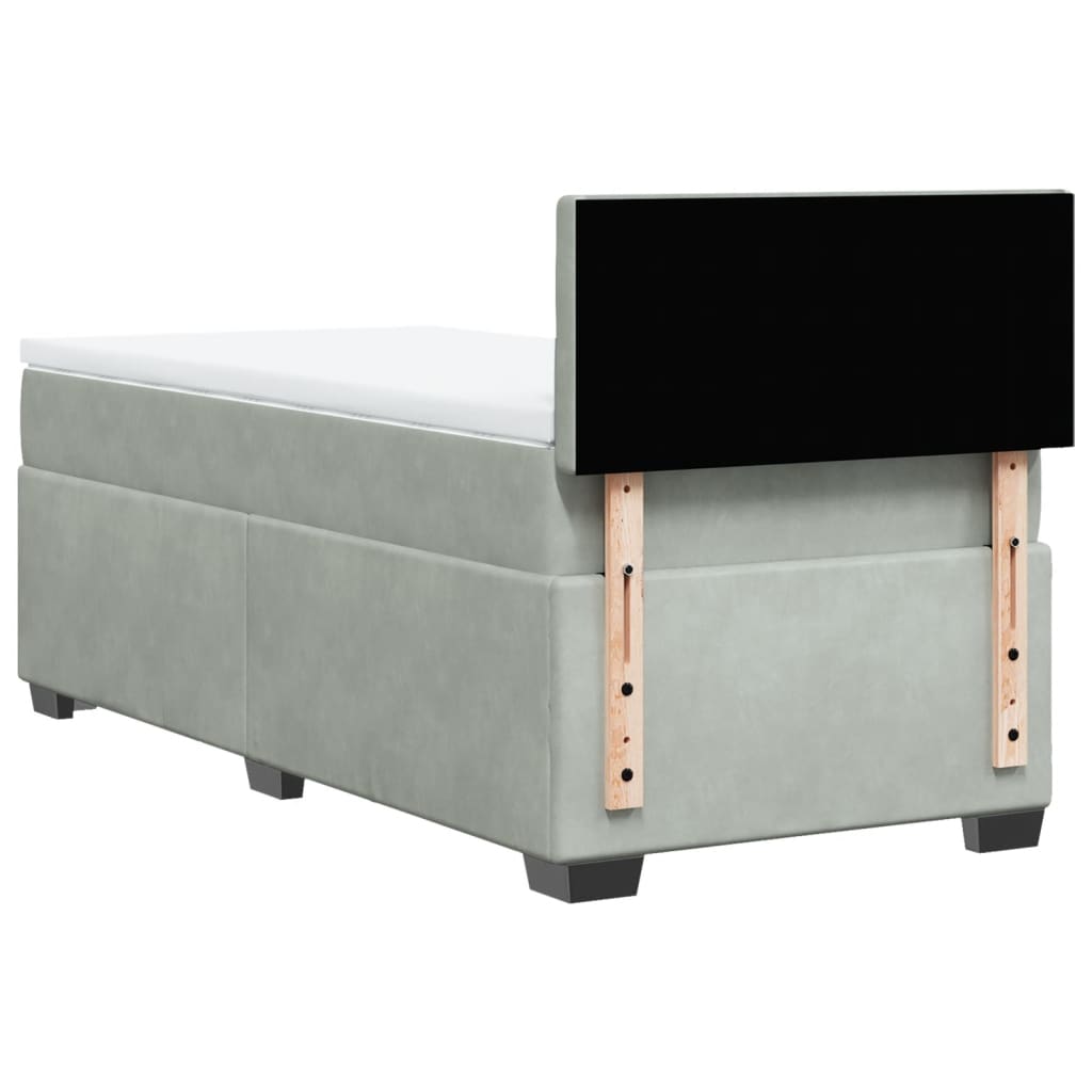 Boxspring met matras fluweel lichtgrijs 100x200 cm is nu te koop bij PeponiXL, paradijselijk wonen!