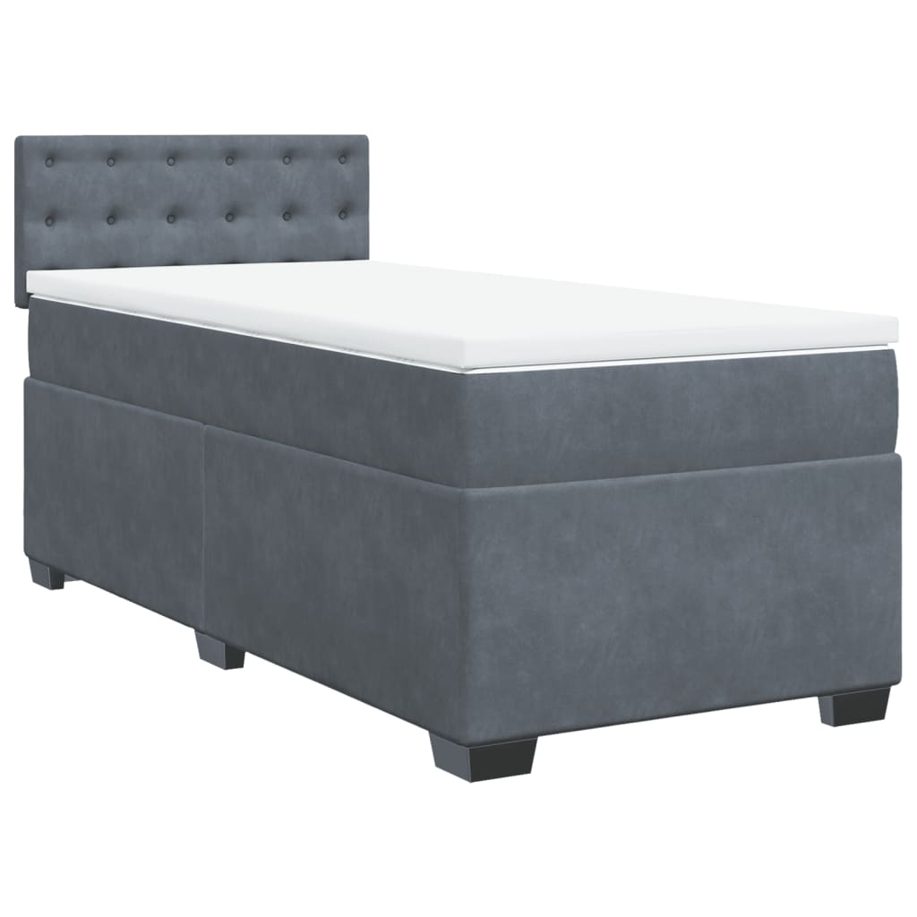 Boxspring met matras fluweel donkergrijs 100x200 cm is nu te koop bij PeponiXL, paradijselijk wonen!
