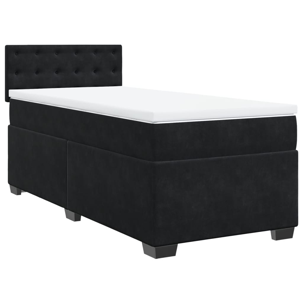 Boxspring met matras fluweel zwart 100x200 cm is nu te koop bij PeponiXL, paradijselijk wonen!