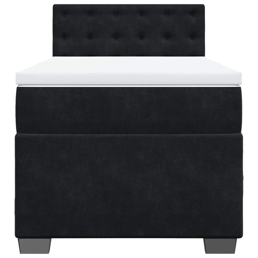 Boxspring met matras fluweel zwart 100x200 cm is nu te koop bij PeponiXL, paradijselijk wonen!