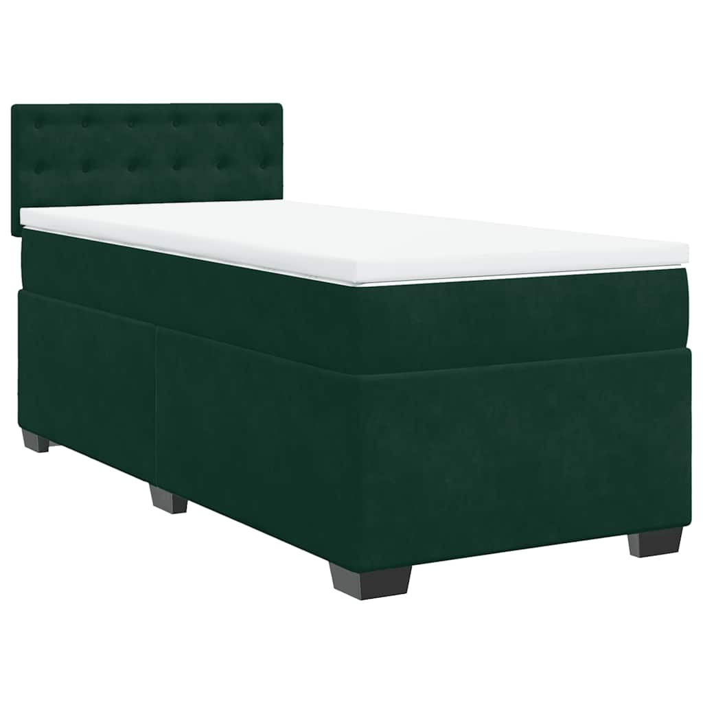 Boxspring met matras fluweel donkergroen 100x200 cm is nu te koop bij PeponiXL, paradijselijk wonen!