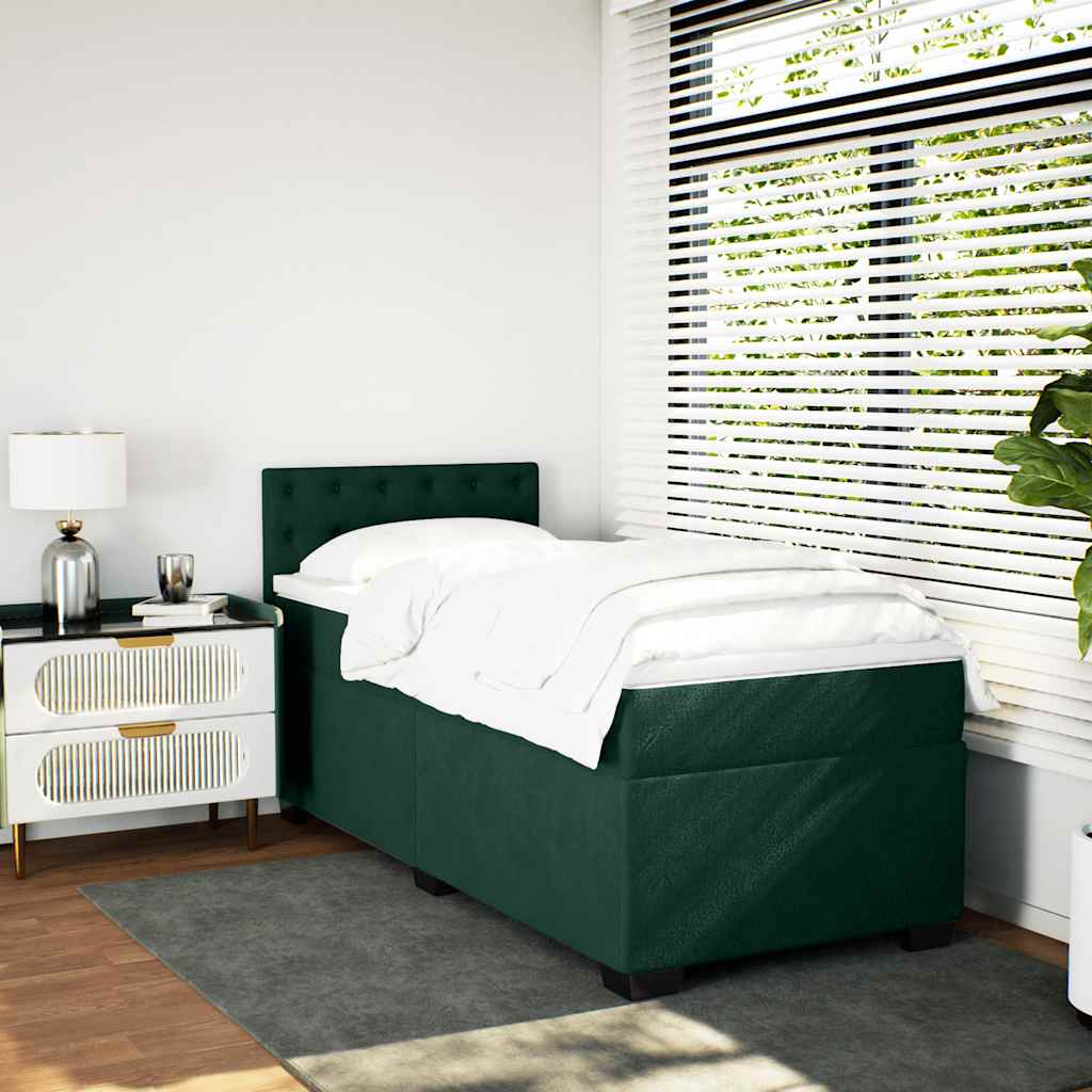 Boxspring met matras fluweel donkergroen 100x200 cm is nu te koop bij PeponiXL, paradijselijk wonen!