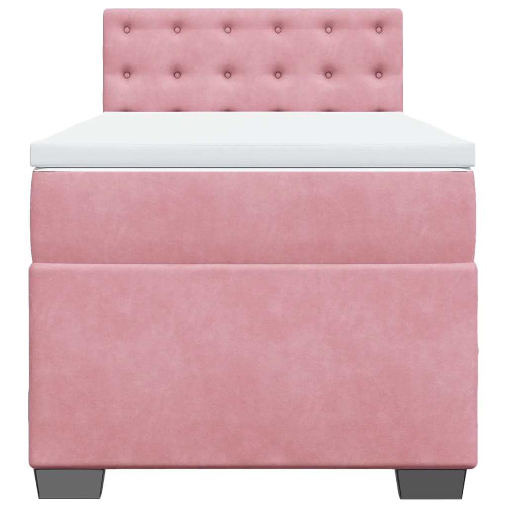 Boxspring met matras fluweel roze 100x200 cm is nu te koop bij PeponiXL, paradijselijk wonen!