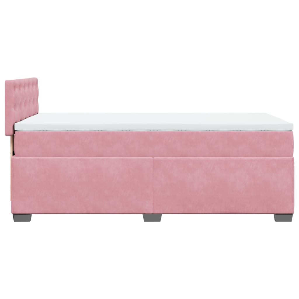 Boxspring met matras fluweel roze 100x200 cm is nu te koop bij PeponiXL, paradijselijk wonen!