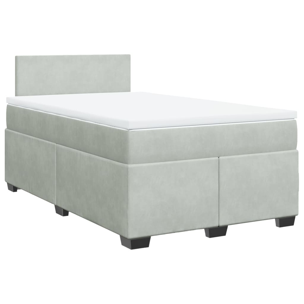 Boxspring met matras fluweel lichtgrijs 120x190 cm is nu te koop bij PeponiXL, paradijselijk wonen!