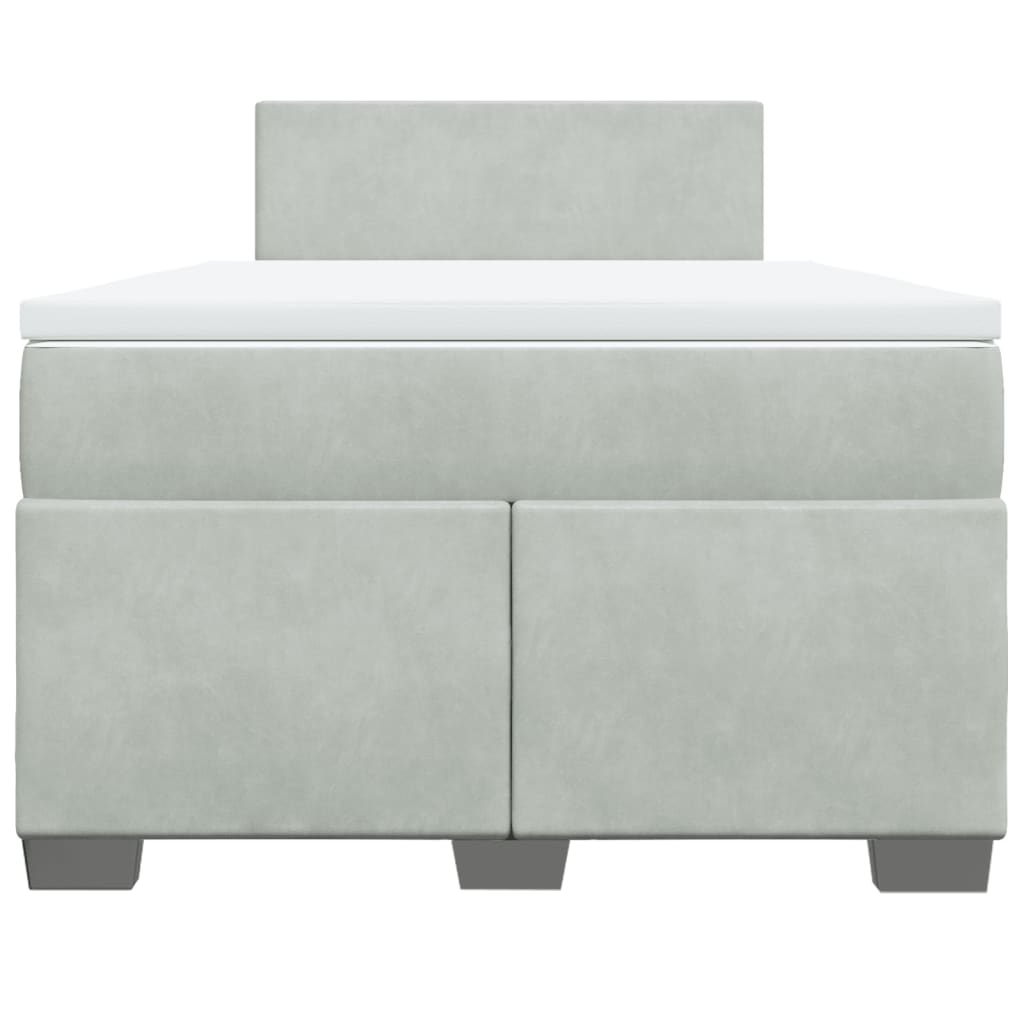Boxspring met matras fluweel lichtgrijs 120x190 cm is nu te koop bij PeponiXL, paradijselijk wonen!