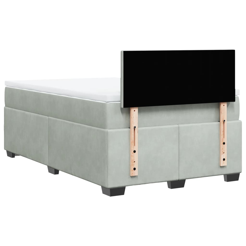 Boxspring met matras fluweel lichtgrijs 120x190 cm is nu te koop bij PeponiXL, paradijselijk wonen!