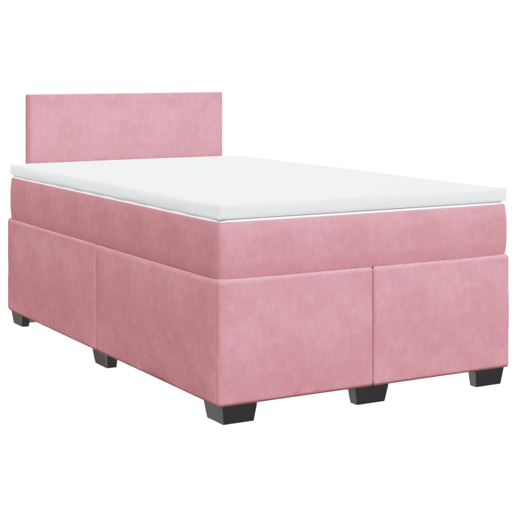 Boxspring met matras fluweel roze 120x190 cm is nu te koop bij PeponiXL, paradijselijk wonen!