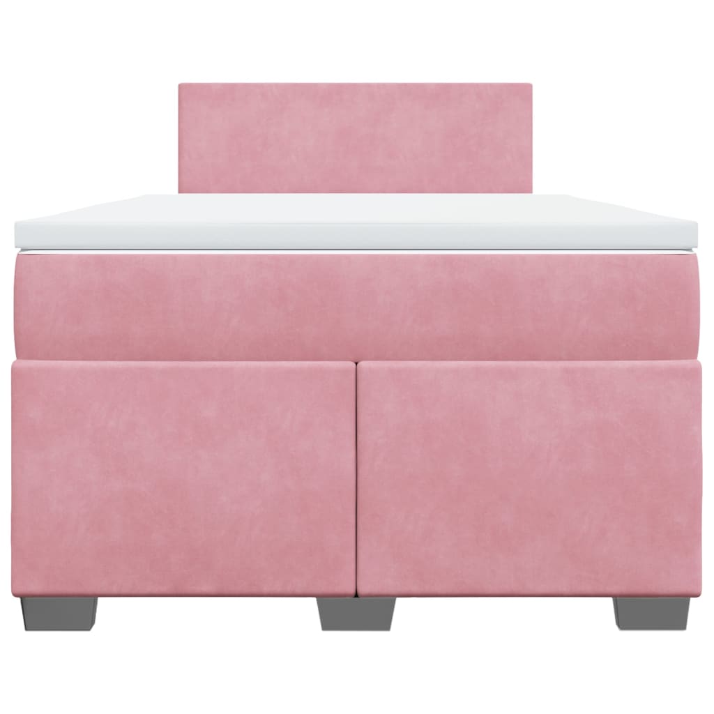 Boxspring met matras fluweel roze 120x190 cm is nu te koop bij PeponiXL, paradijselijk wonen!