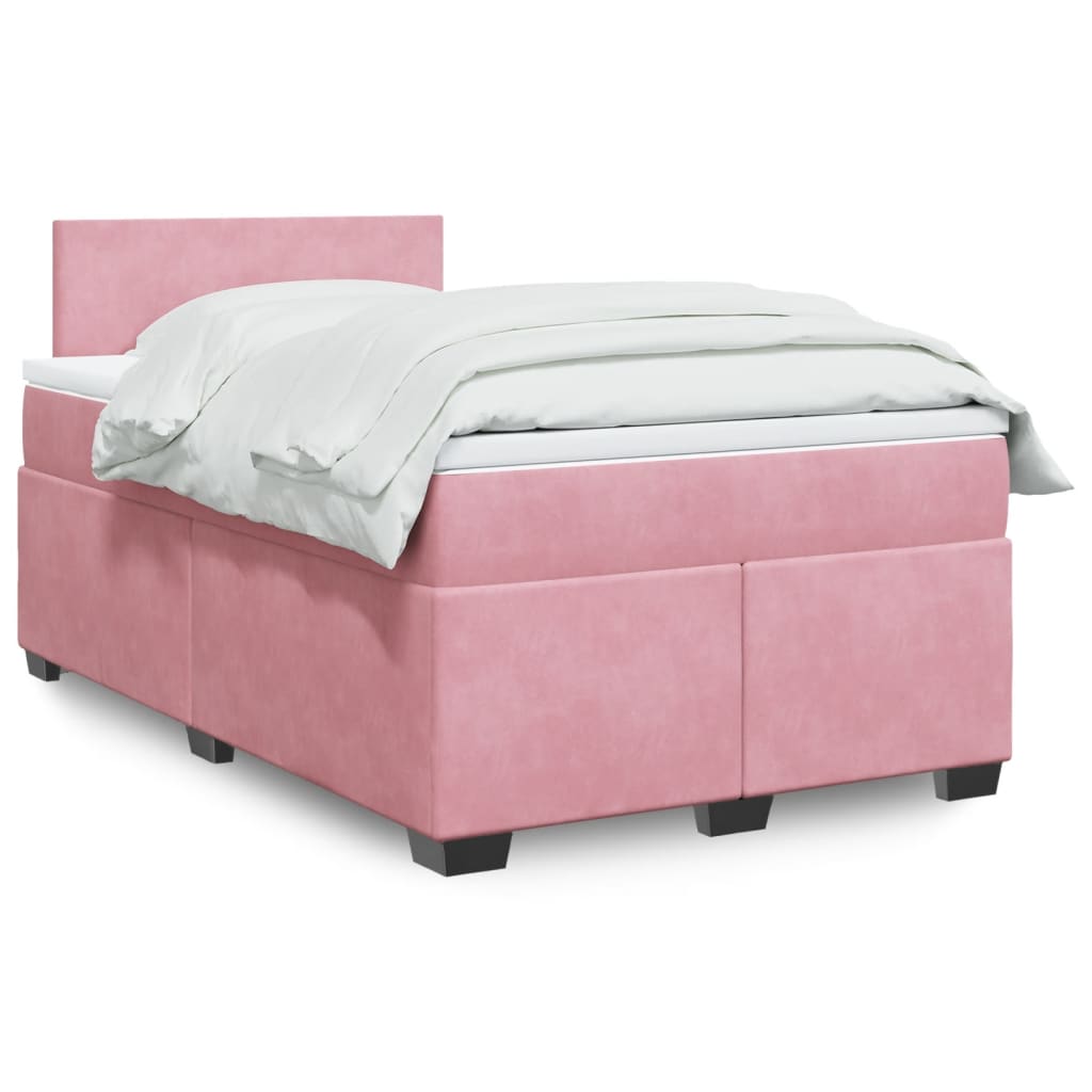 Boxspring met matras fluweel roze 120x190 cm is nu te koop bij PeponiXL, paradijselijk wonen!
