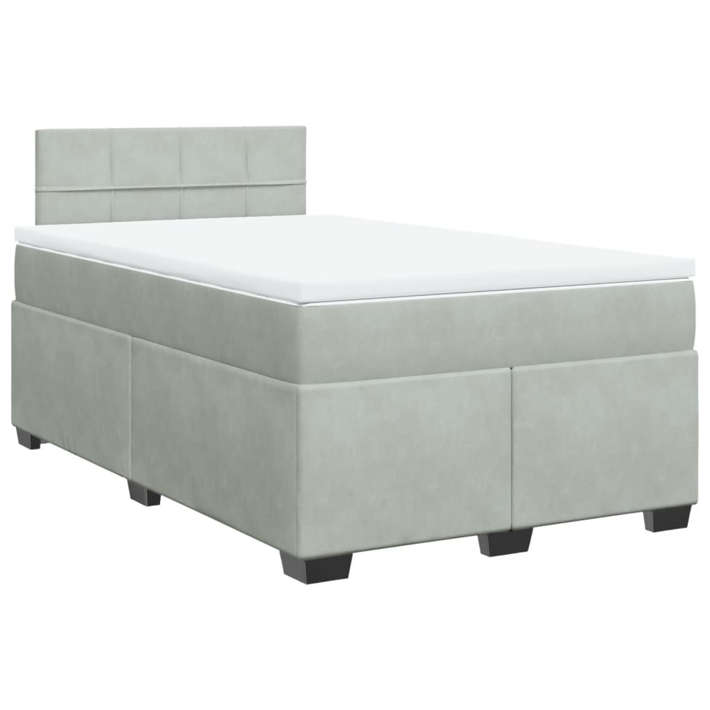 Boxspring met matras fluweel lichtgrijs 120x190 cm is nu te koop bij PeponiXL, paradijselijk wonen!
