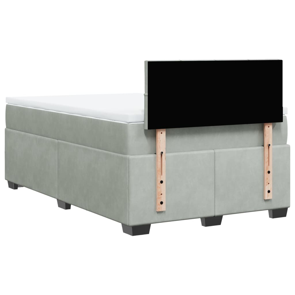 Boxspring met matras fluweel lichtgrijs 120x190 cm is nu te koop bij PeponiXL, paradijselijk wonen!