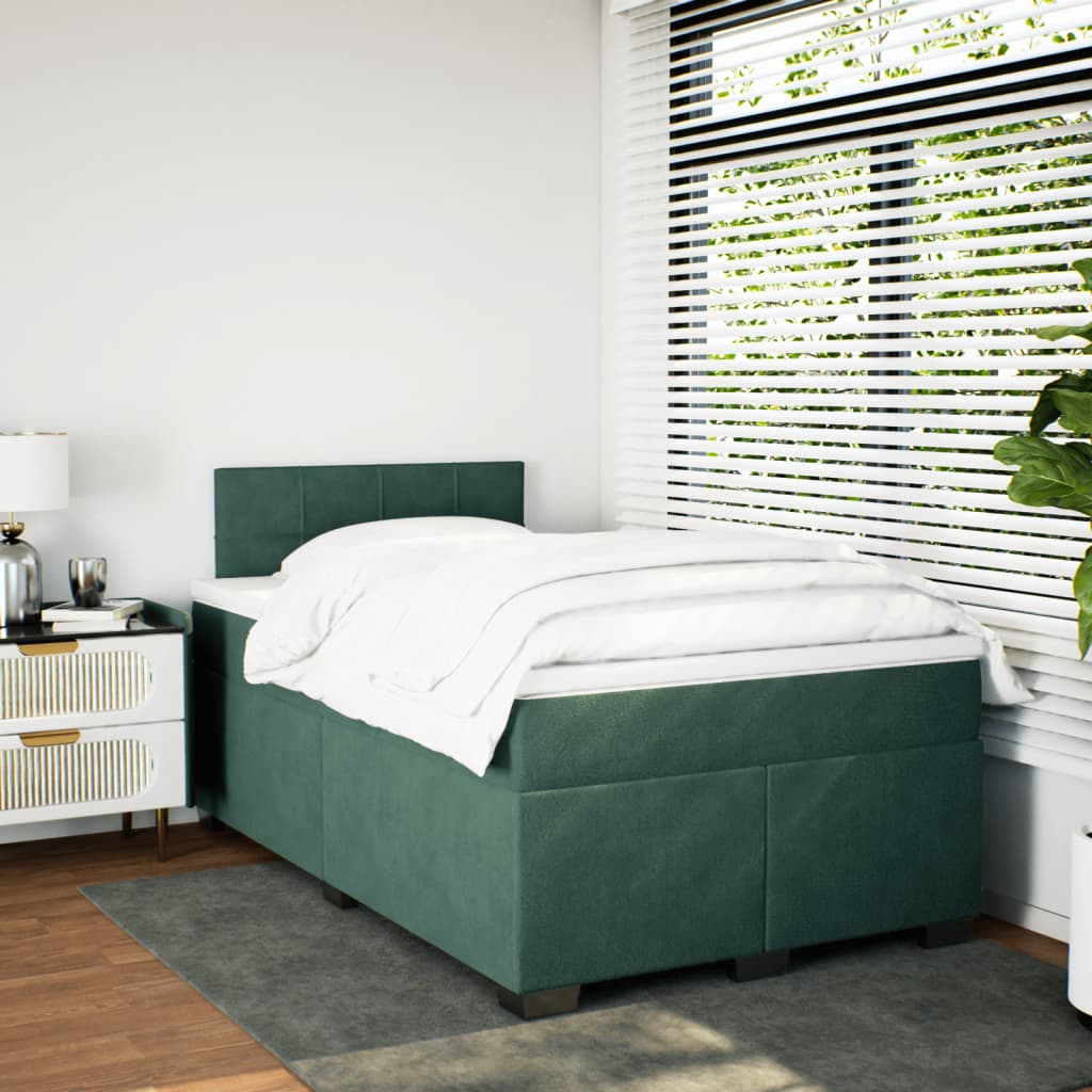 Boxspring met matras fluweel donkergroen 120x190 cm is nu te koop bij PeponiXL, paradijselijk wonen!