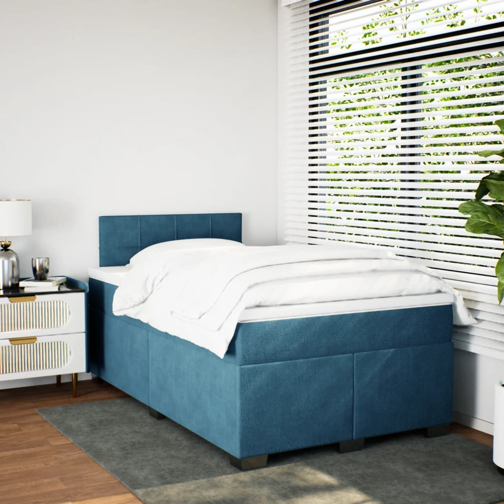 Boxspring met matras fluweel donkerblauw 120x190 cm is nu te koop bij PeponiXL, paradijselijk wonen!