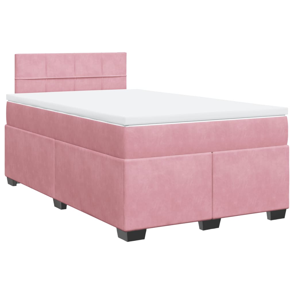 Boxspring met matras fluweel roze 120x190 cm is nu te koop bij PeponiXL, paradijselijk wonen!